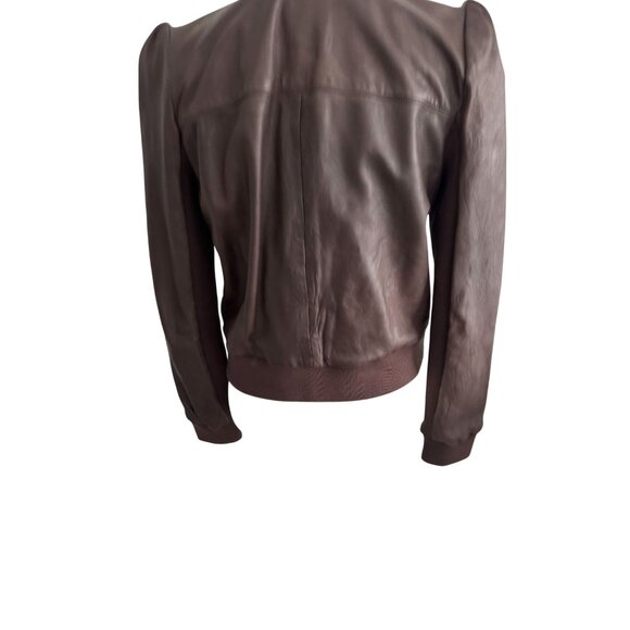 HINGE Women's Brown Leather Zip Jacket Size Medium - Picture 6 of 7